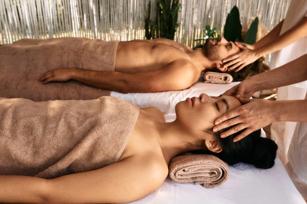 Couple doing romantic spa in bali