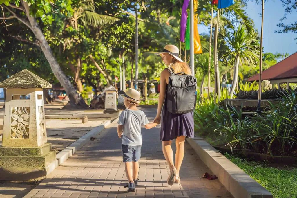 Mother and son enjoy sanur bali_