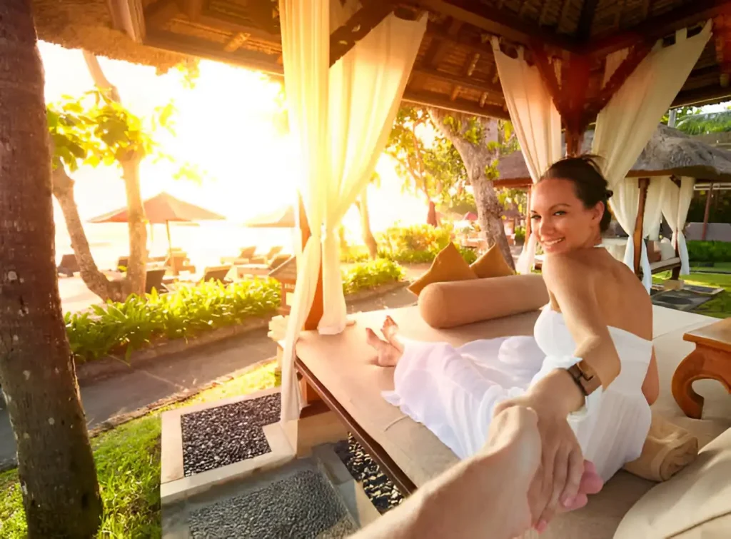 couple enjoy nusa dua bali