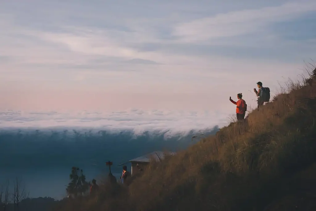 couple in mount batur bali