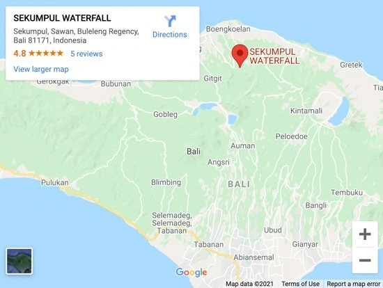Sekumpul Waterfall Location